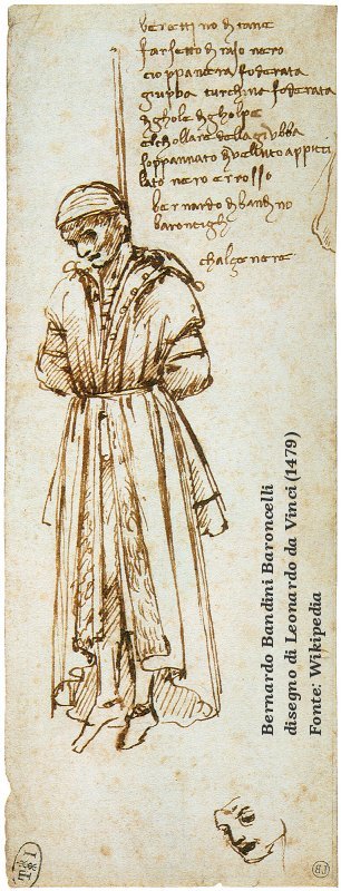 Impiccagione di Bernardo Bandini Baroncelli dipinta da Leonardo da Vinci