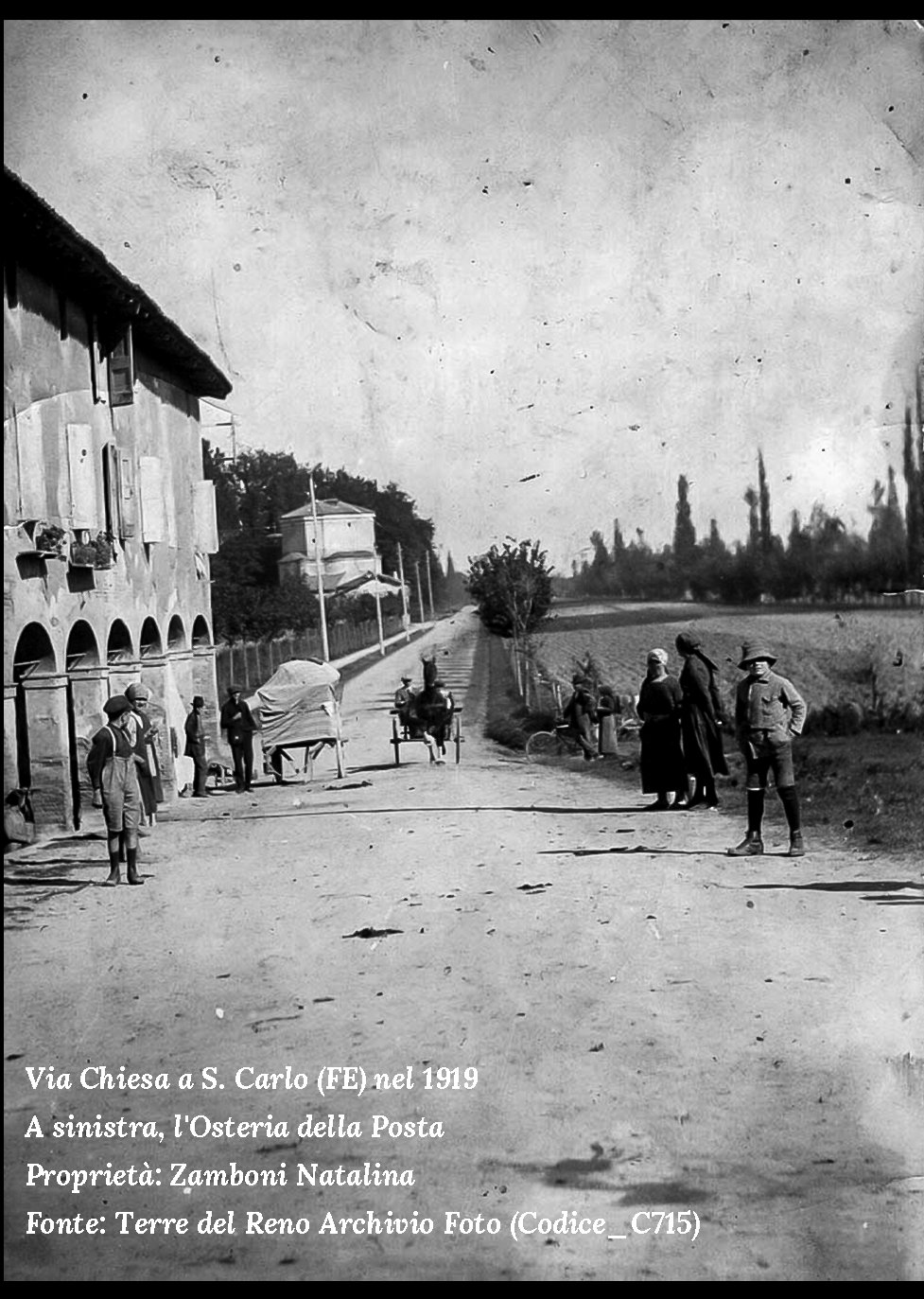 Osteria della Posta di San Carlo nel 1919 - Fonte Terre del Reno Archivio Foto