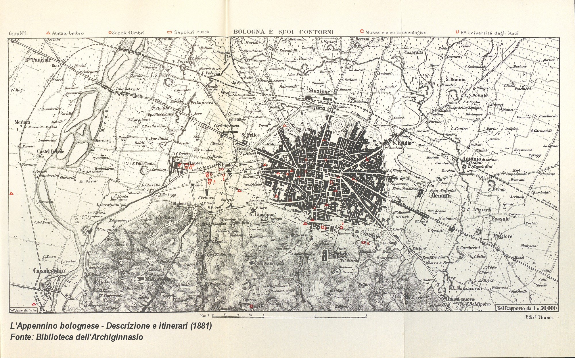 Campo Trincerato di Bologna - pianta del 1881