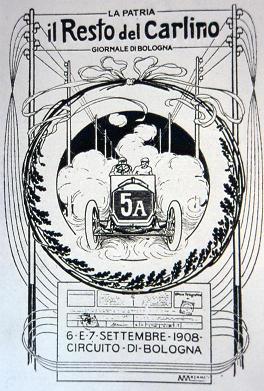 Manifesto di Majani Circuito di Bologna 1908