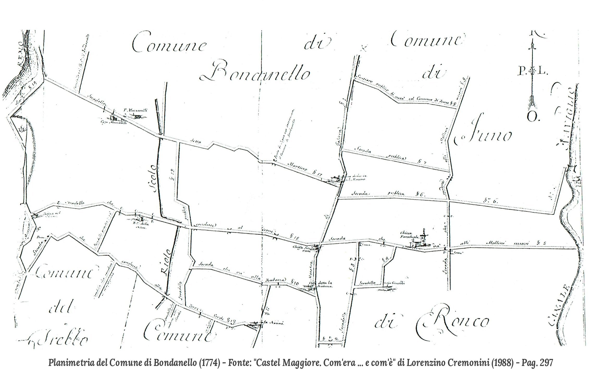 Planimetria Comune di Bondanello 1774