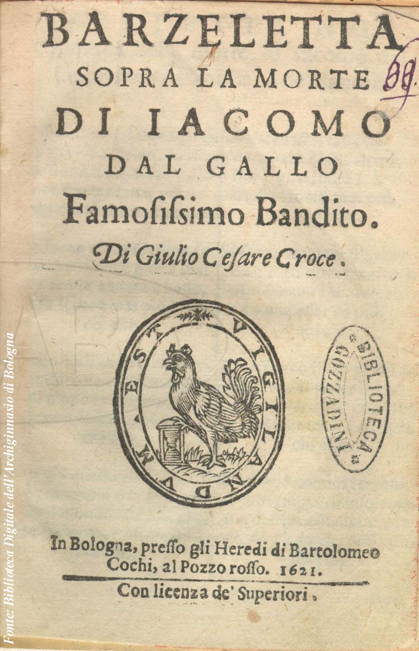 Giulio Cesare Croce - Barzelletta sopra la morte di Giacomo del Gallo