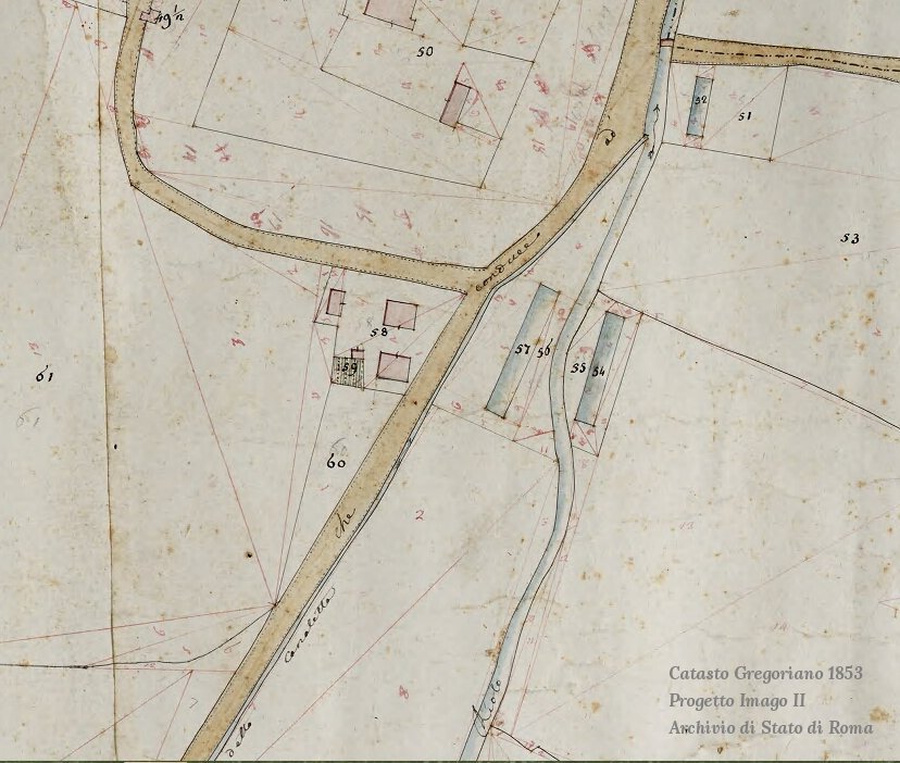 Argelato, via Canaletta nel Catasto Gregoriano del 1853