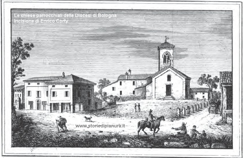 Altedo, Chiesa di San Giovanni Battista - Incisione di Enrico Corty