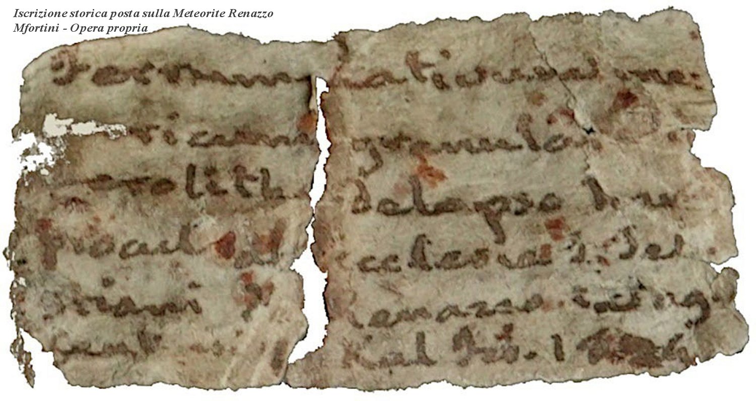 Iscrizione storica sulla meteorite di Renazzo