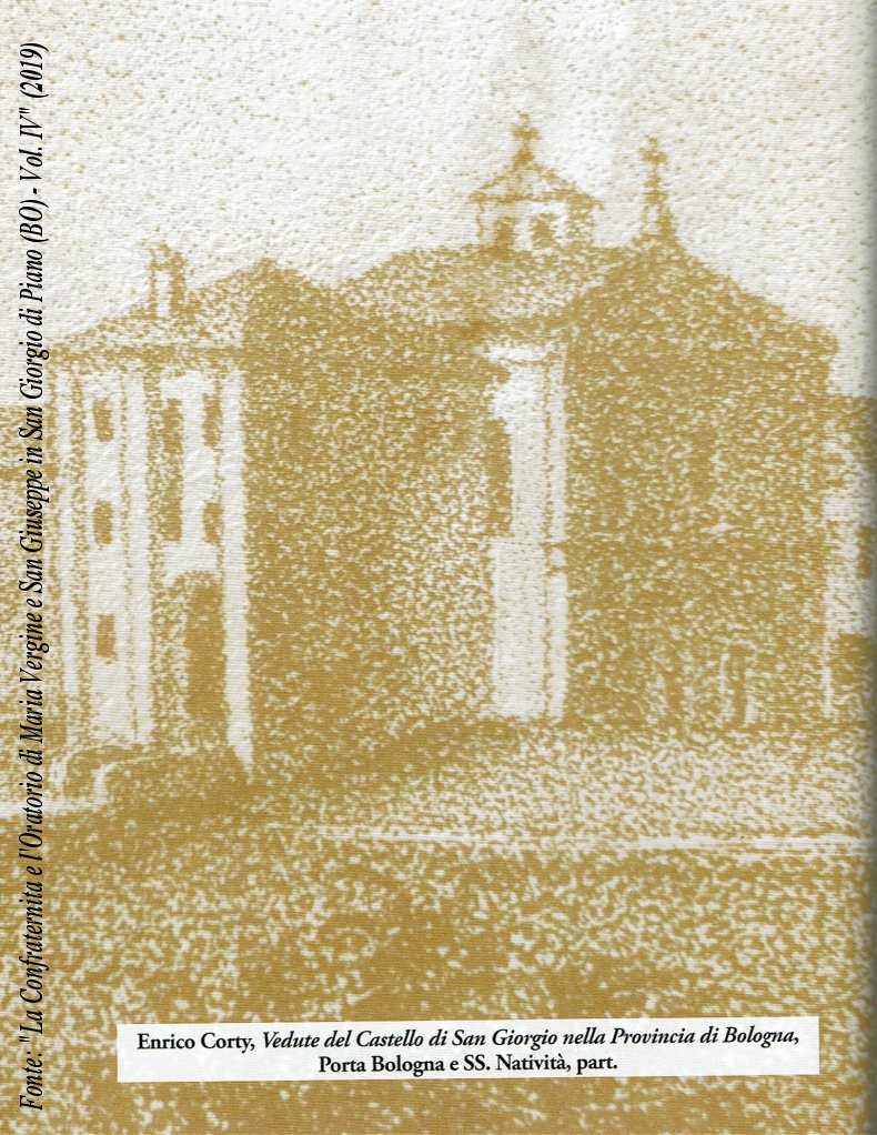 Enrico Corty - Particolare dell'oratorio e della Porta sud di San Giorgio di Piano