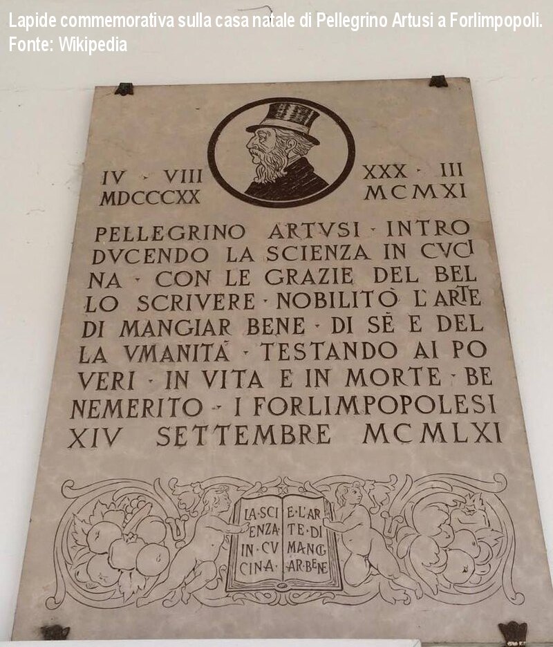 Lapide commemorativa sulla casa natale di Pellegrino Artusi a Forlimpopoli.