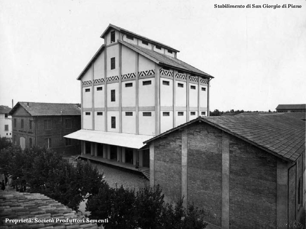 Stabilimento di San Giorgio di Piano (Bologna), selezione sementi e silos
