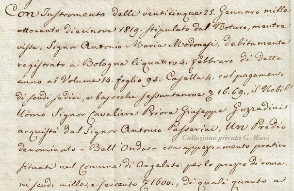 Rogito 1831 Gozzadini - Podere Bell'Onda Argelato