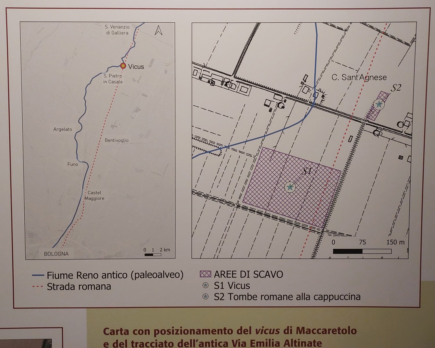 Posizionamento vicus Maccaretolo e tracciato della via Emilia-Altinate