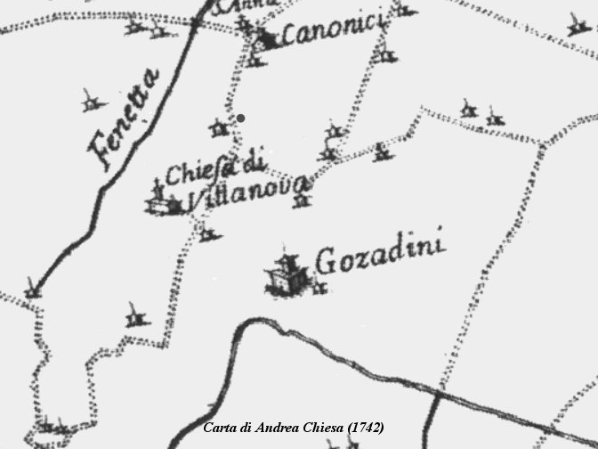 Villa dei Gozzadini, mappa del Chiesa, 1742